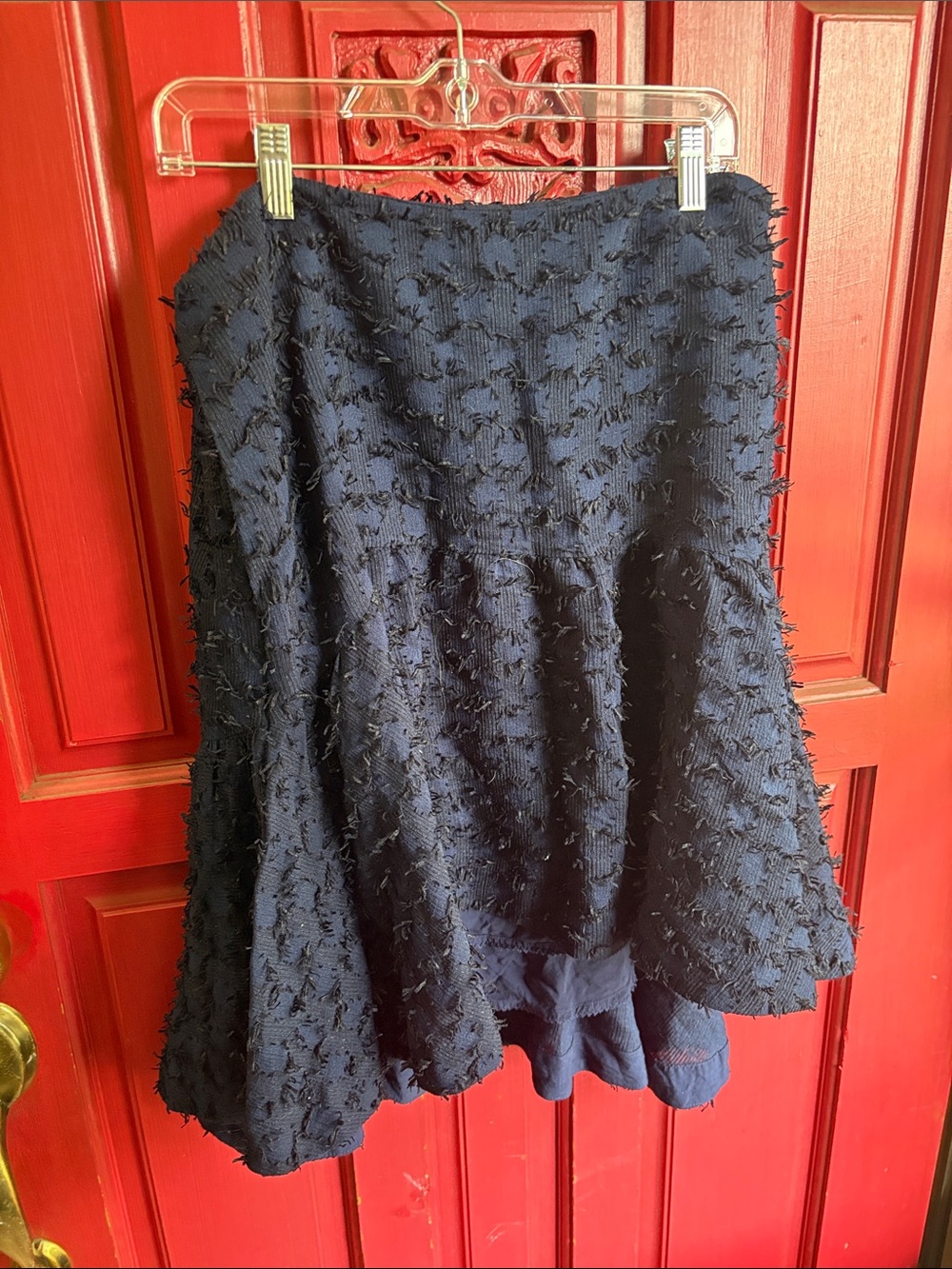 Maeve Navy Textured A-Line Skirt LP